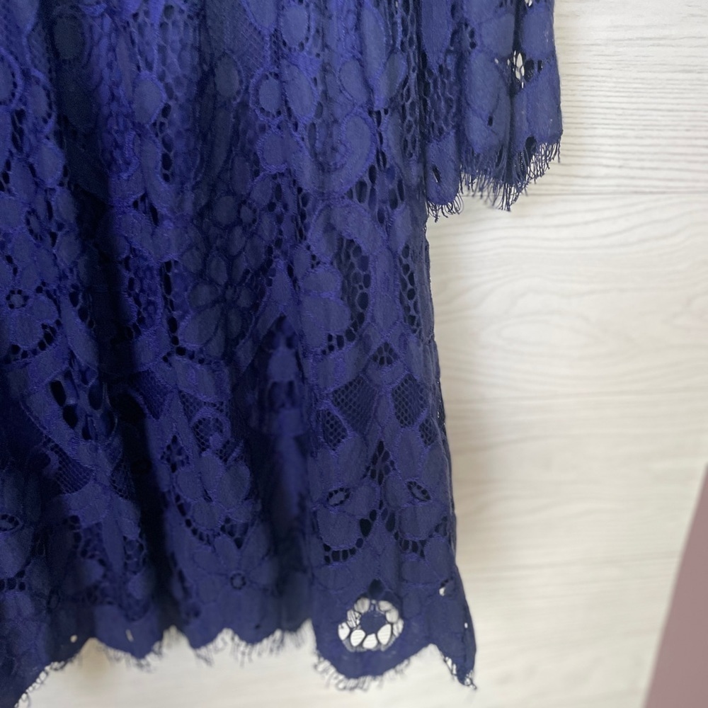 Lane Bryant Blue Lace Feminine Party Holiday Dress with Bell Sleeves Size 16 - Picture 16 of 16